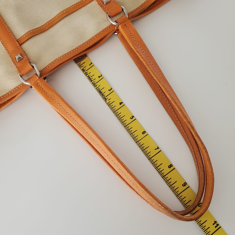 Prada Beige Canvas and Orange Leather TrimTote Bag - Picture 15 of 16
